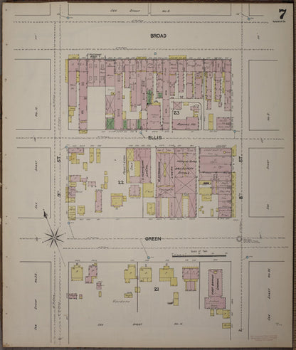 Sanborn Fire Insurance Map from Augusta, Richmond County, Georgia (1890), Sheet #0007 - Complete Map Set gallery image, historic Sanborn map, vintage wall art, Georgia Georgia
