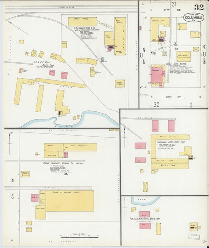 Sanborn Fire Insurance Map from Columbus, Muscogee County, Georgia (1900), Sheet #0032 - Complete Map Set gallery image, historic Sanborn map, vintage wall art, Georgia Georgia