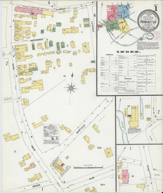 Sanborn Fire Insurance Map from Farmington, Strafford County, New Hampshire (1902), Sheet #0001 - Complete Map Set gallery image, historic Sanborn map, vintage wall art, New Hampshire New Hampshire