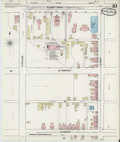 Sanborn Fire Insurance Map from Carlisle, Cumberland County, Pennsylvania (1890), Sheet #0010 - Complete Map Set gallery image, historic Sanborn map, vintage wall art, Pennsylvania Pennsylvania