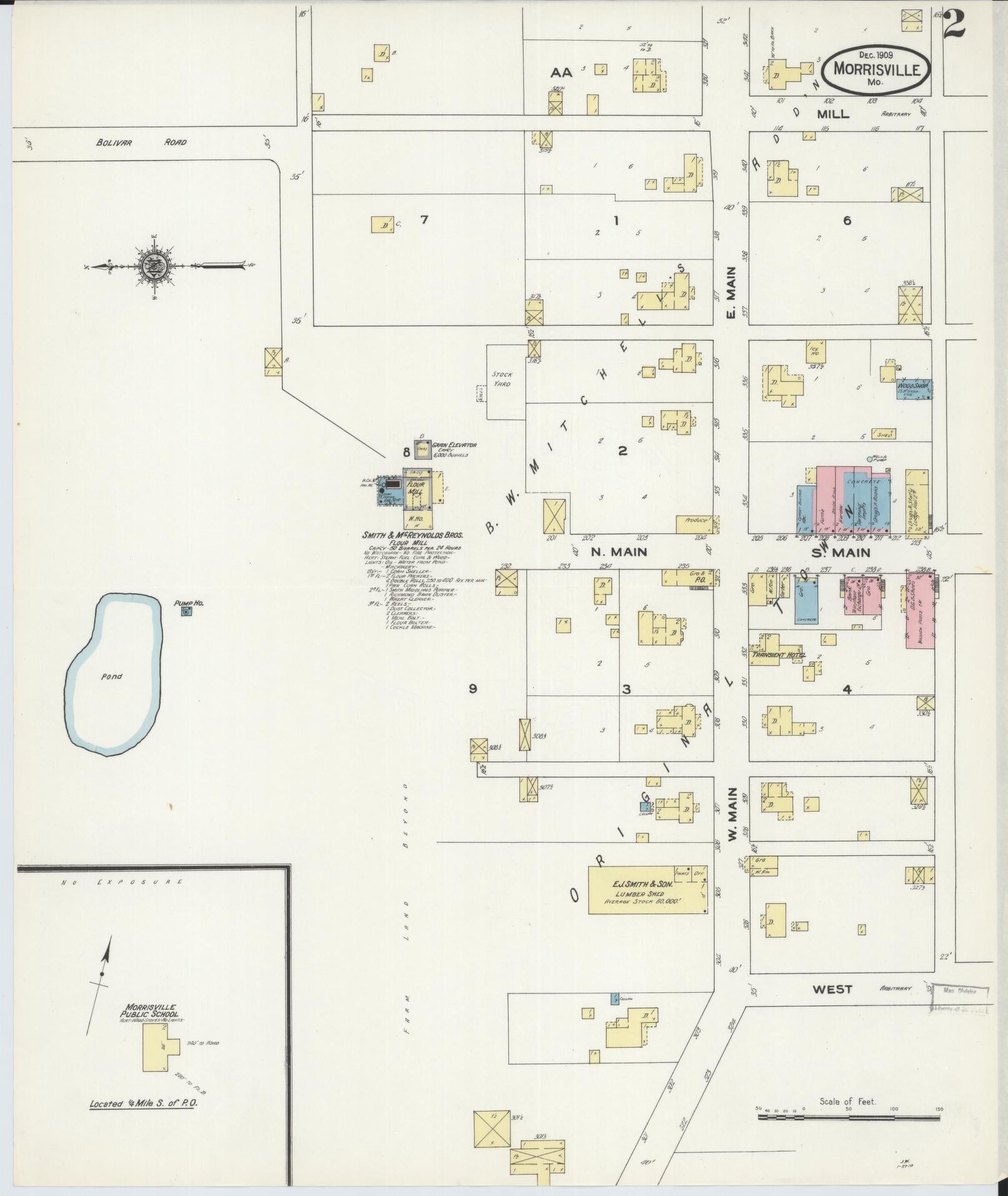 Sanborn Fire Insurance Map from Morrisville, Polk County, Missouri (1909), Sheet #0002 - Historic Sanborn Fire Insurance Map Print, vintage old map wall art, antique decor, genealogy gift, Missouri Missouri map