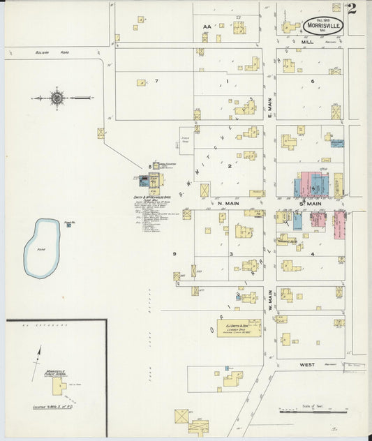 Sanborn Fire Insurance Map from Morrisville, Polk County, Missouri (1909), Sheet #0002 - Historic Sanborn Fire Insurance Map Print, vintage old map wall art, antique decor, genealogy gift, Missouri Missouri map