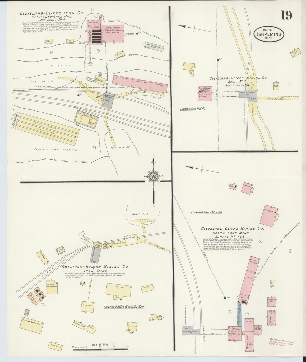 Sanborn Fire Insurance Map from Ishpeming, Marquette County, Michigan (1911), Sheet #0019 - Historic Sanborn Fire Insurance Map Print, vintage old map wall art, antique decor, genealogy gift, Michigan Michigan map