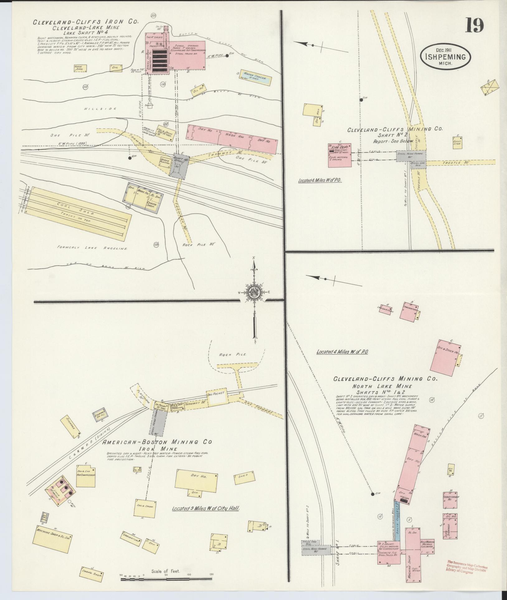 Sanborn Fire Insurance Map from Ishpeming, Marquette County, Michigan (1911), Sheet #0019 - Historic Sanborn Fire Insurance Map Print, vintage old map wall art, antique decor, genealogy gift, Michigan Michigan map