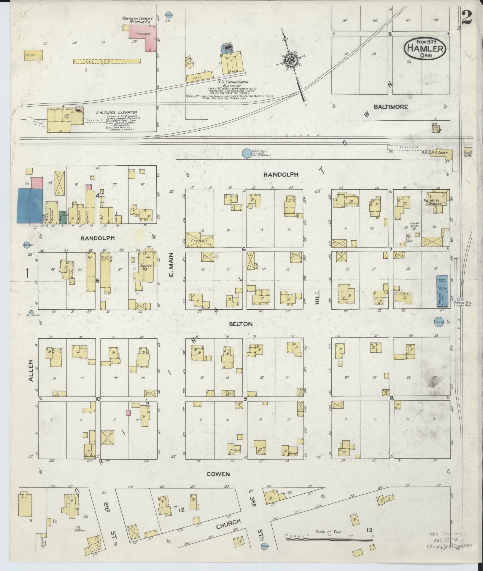 Sanborn Fire Insurance Map from Hamler, Henry County, Ohio (1909), Sheet #0002 - Historic Sanborn Fire Insurance Map Print, vintage old map wall art, antique decor, genealogy gift, Ohio Ohio map