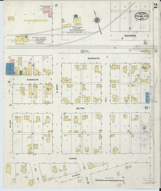 Sanborn Fire Insurance Map from Hamler, Henry County, Ohio (1909), Sheet #0002 - Historic Sanborn Fire Insurance Map Print, vintage old map wall art, antique decor, genealogy gift, Ohio Ohio map