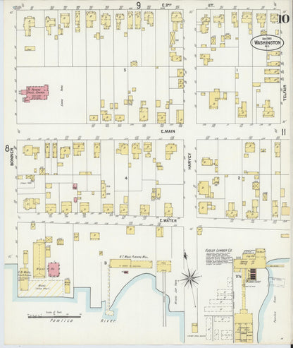 Sanborn Fire Insurance Map from Washington, Beaufort County, North Carolina (1901), Sheet #0010 - Complete Map Set gallery image, historic Sanborn map, vintage wall art, Washington Washington