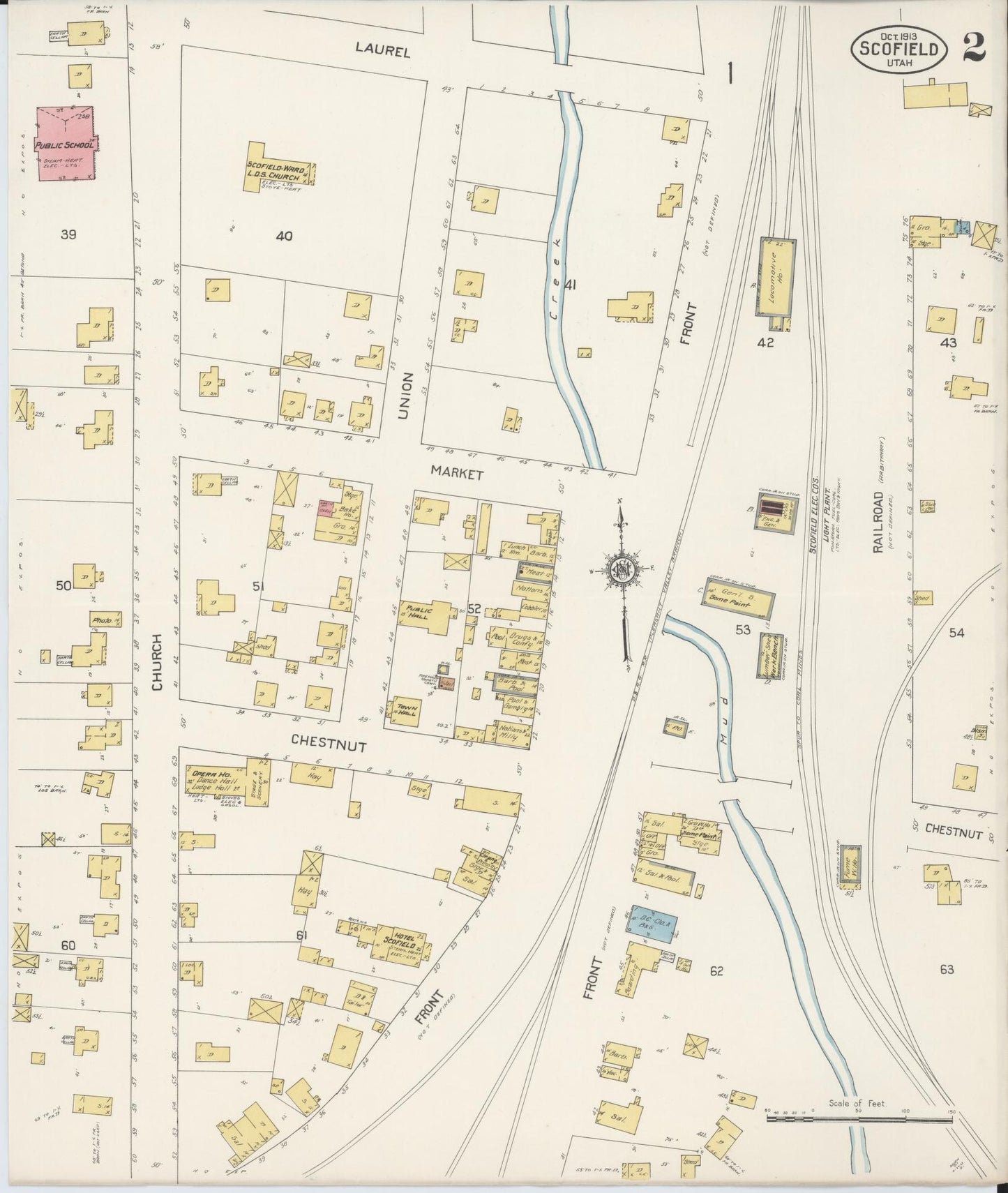 Sanborn Fire Insurance Map from Scofield, Carbon County, Utah (1913), Sheet #0002 - Historic Sanborn Fire Insurance Map Print, vintage old map wall art, antique decor, genealogy gift, Utah Utah map