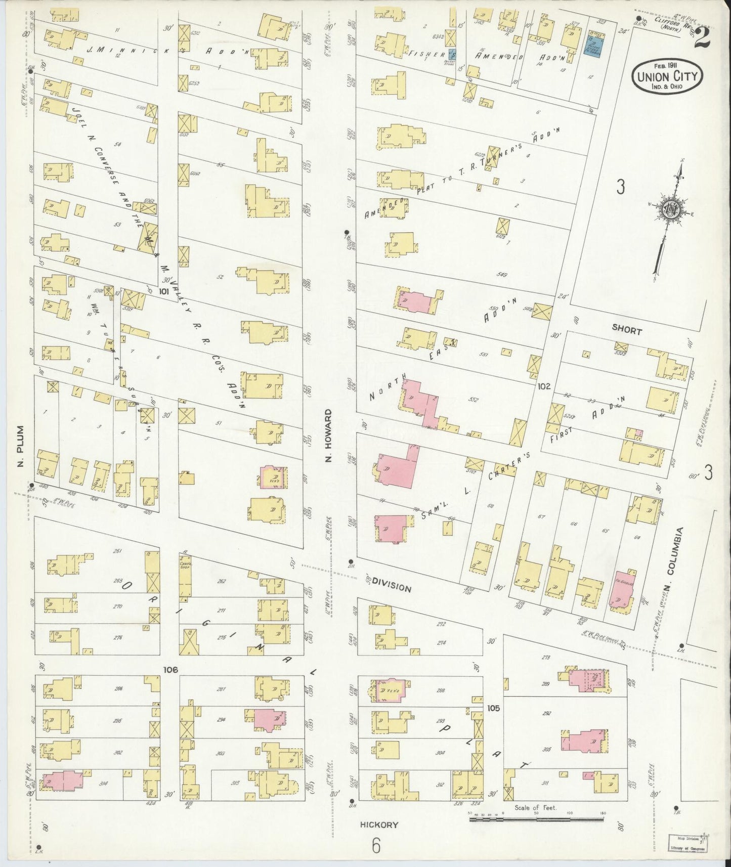 Sanborn Fire Insurance Map from Union City, Randolph County, Indiana (1911), Sheet #0002 - Complete Map Set gallery image, historic Sanborn map, vintage wall art, Indiana Indiana