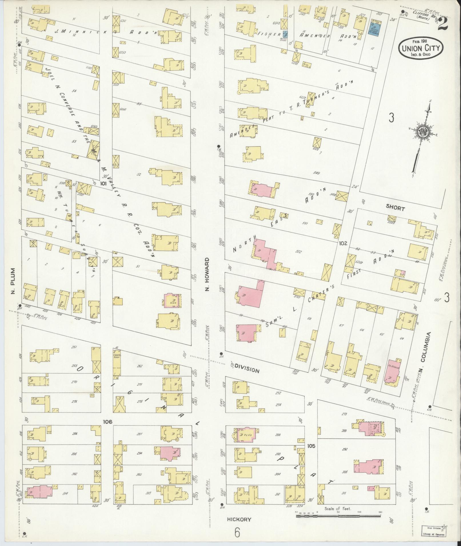 Sanborn Fire Insurance Map from Union City, Randolph County, Indiana (1911), Sheet #0002 - Complete Map Set gallery image, historic Sanborn map, vintage wall art, Indiana Indiana