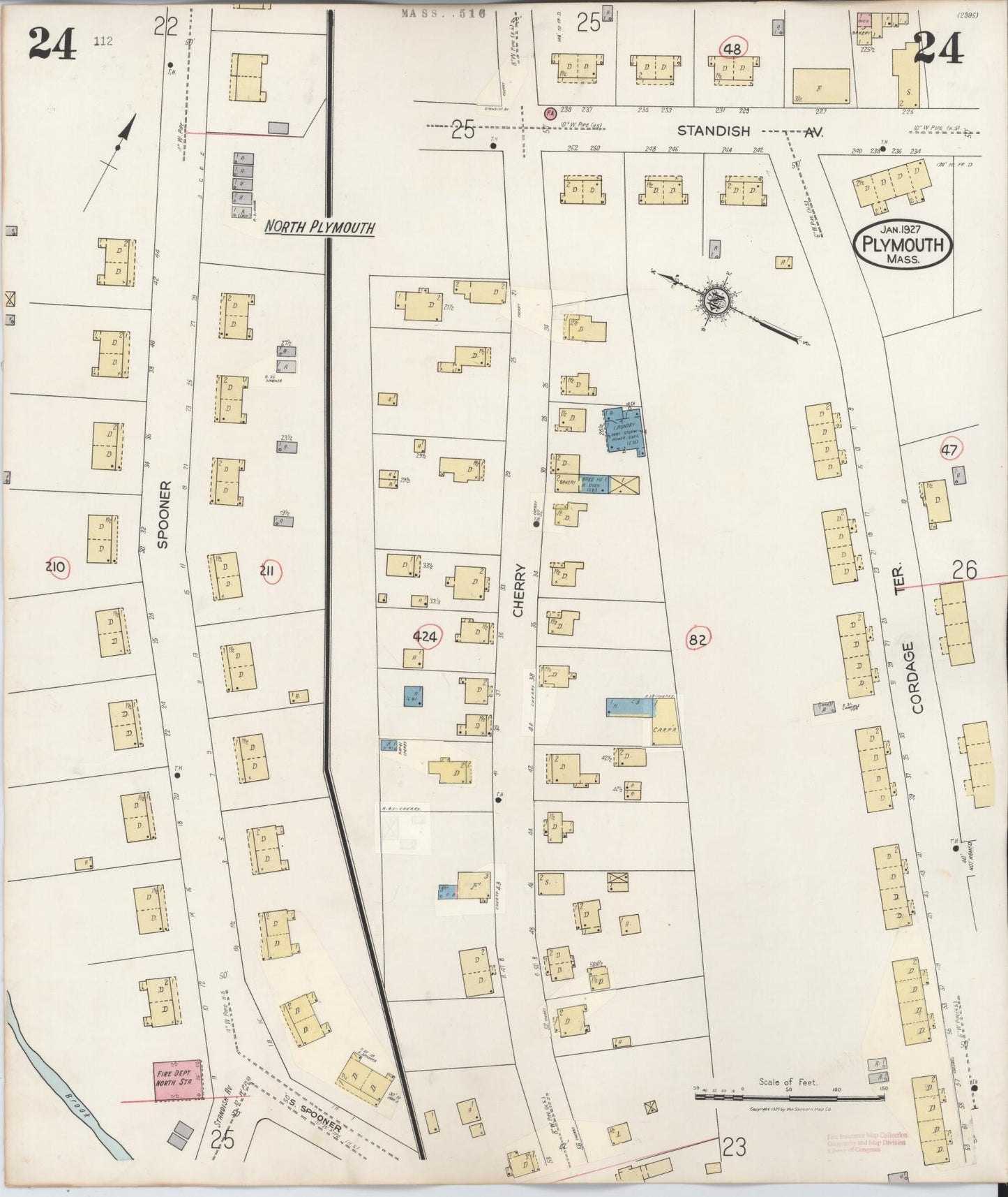 Sanborn Fire Insurance Map from Plymouth, Plymouth County, Massachusetts (1948), Sheet #0024 - Complete Map Set gallery image, historic Sanborn map, vintage wall art, Massachusetts Massachusetts
