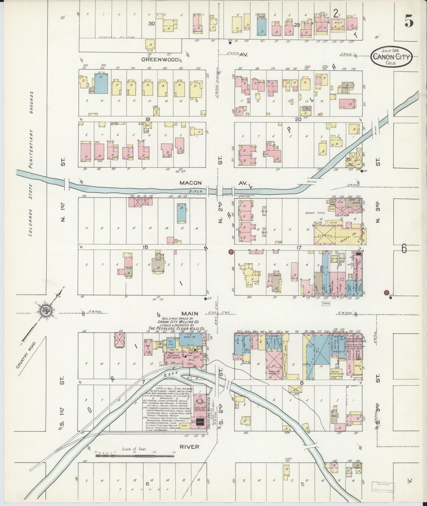 Sanborn Fire Insurance Map from Canon City, Fremont County, Colorado (1914), Sheet #0005 - Historic Sanborn Fire Insurance Map Print, vintage old map wall art, antique decor, genealogy gift, Colorado Colorado map