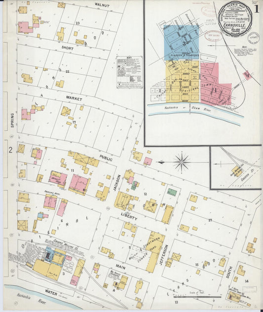 Sanborn Fire Insurance Map from Evansville, Randolph County, Illinois (1899), Sheet #0001 - Complete Map Set gallery image, historic Sanborn map, vintage wall art, Illinois Illinois