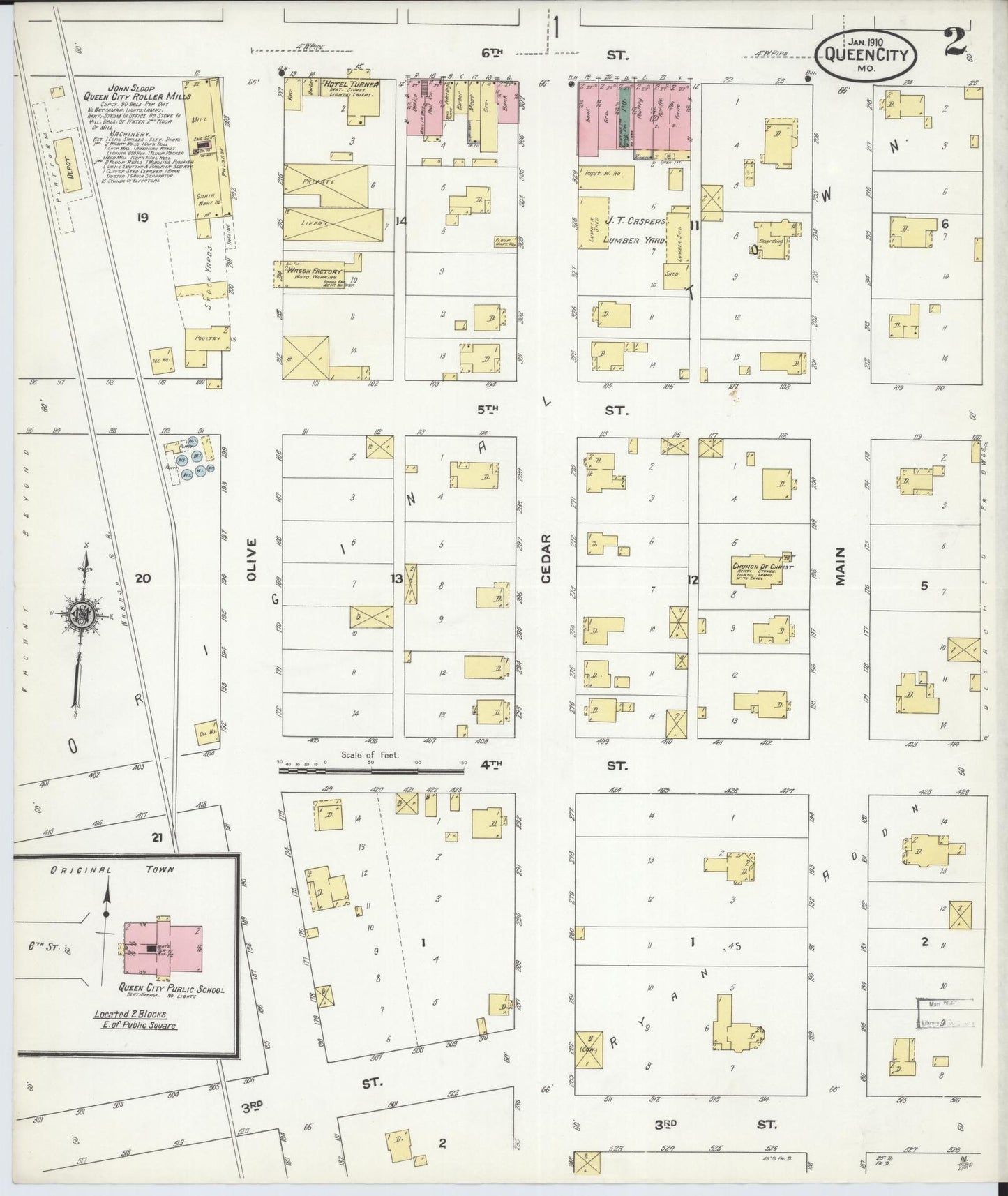Sanborn Fire Insurance Map from Queen City, Schuyler County, Missouri (1910), Sheet #0002 - Historic Sanborn Fire Insurance Map Print, vintage old map wall art, antique decor, genealogy gift, Missouri Missouri map