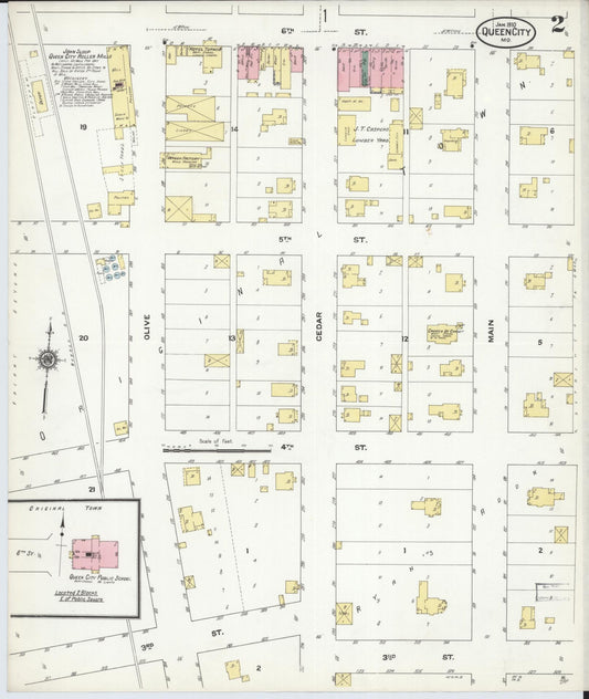 Sanborn Fire Insurance Map from Queen City, Schuyler County, Missouri (1910), Sheet #0002 - Historic Sanborn Fire Insurance Map Print, vintage old map wall art, antique decor, genealogy gift, Missouri Missouri map