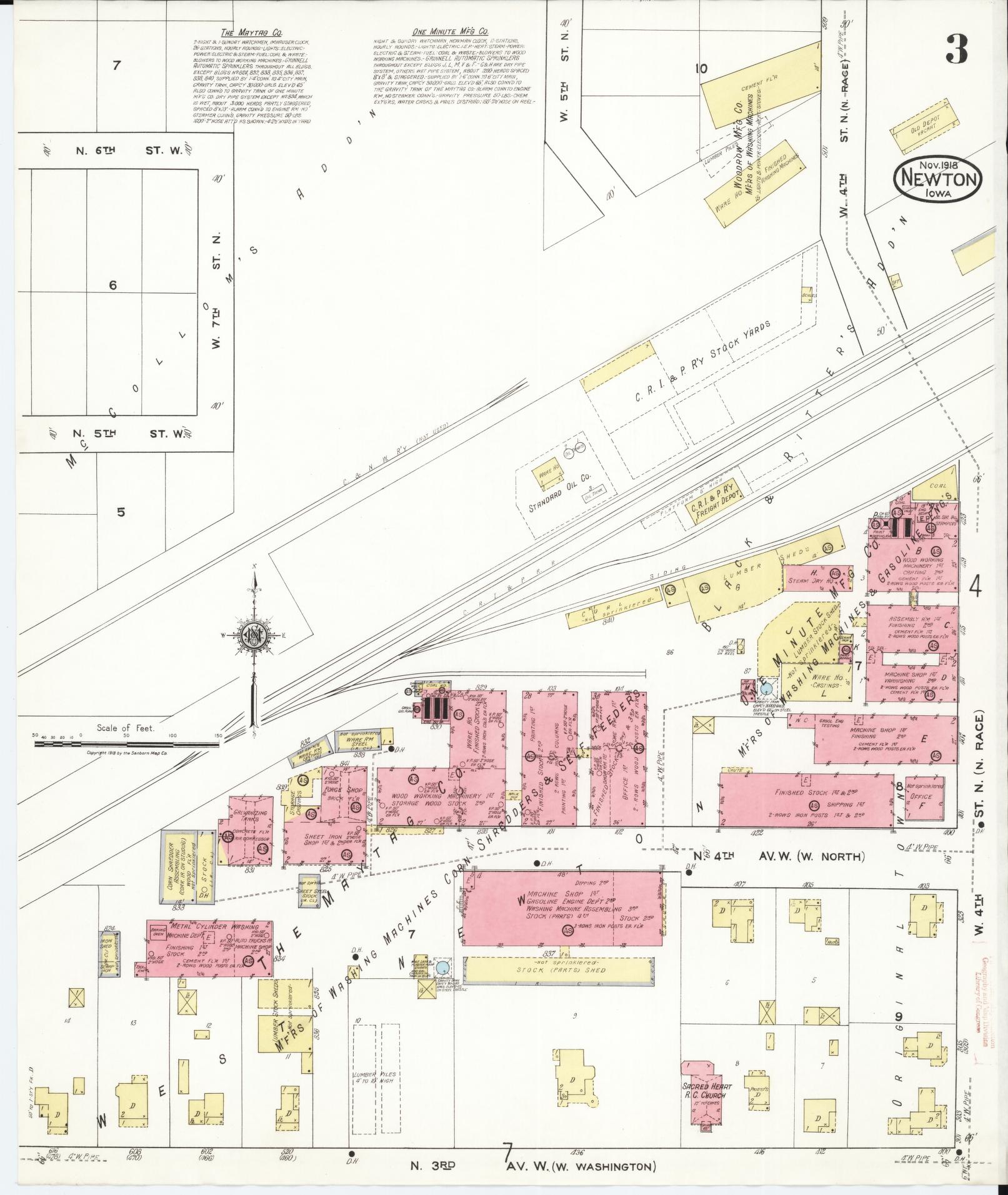 Sanborn Fire Insurance Map from Newton, Jasper County, Iowa (1918), Sheet #0003 - Historic Sanborn Fire Insurance Map Print