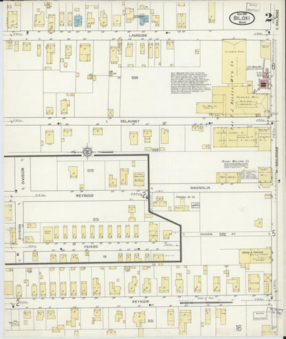Sanborn Fire Insurance Map from Biloxi, Harrison County, Mississippi (1914), Sheet #0002 - Complete Map Set gallery image, historic Sanborn map, vintage wall art, Mississippi Mississippi