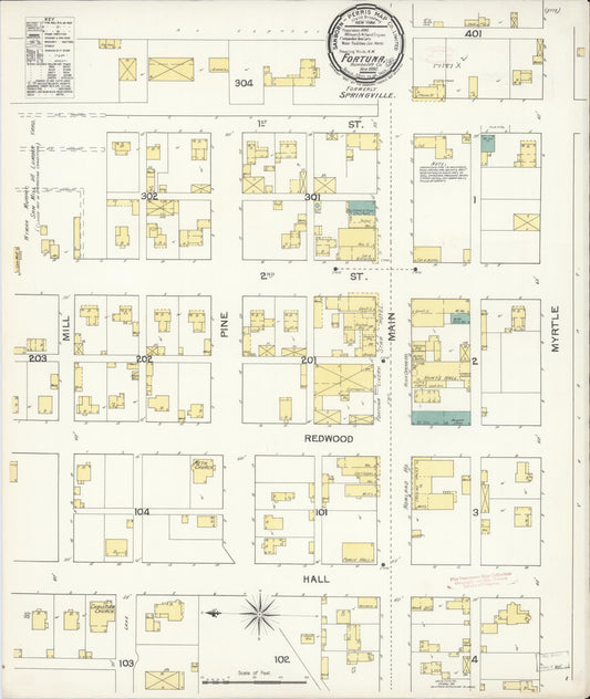 Sanborn Fire Insurance Map from Fortuna, Humboldt County, California (1892), Sheet #0001 - Historic Sanborn Fire Insurance Map Print, vintage old map wall art, antique decor, genealogy gift, California California map