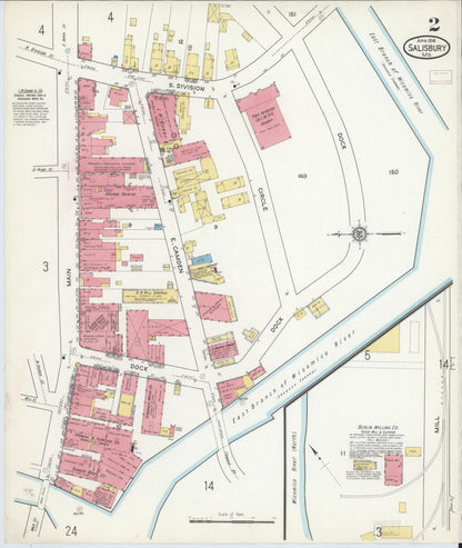 Sanborn Fire Insurance Map from Salisbury, Wicomico County, Maryland (1916), Sheet #0002 - Complete Map Set gallery image, historic Sanborn map, vintage wall art, Maryland Maryland
