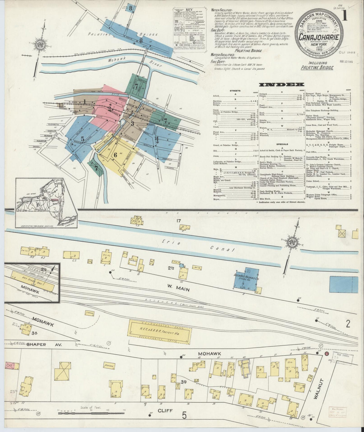 Sanborn Fire Insurance Map from Canajoharie, Montgomery County, New York (1915), Sheet #0001 - Complete Map Set gallery image, historic Sanborn map, vintage wall art, New York New York