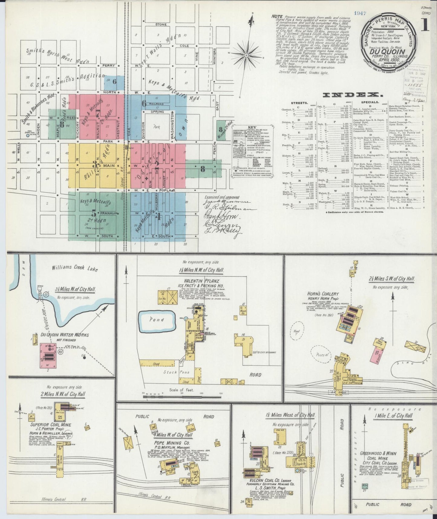 Sanborn Fire Insurance Map from Du Quoin, Perry County, Illinois (1900), Sheet #0001 - Complete Map Set gallery image, historic Sanborn map, vintage wall art, Illinois Illinois