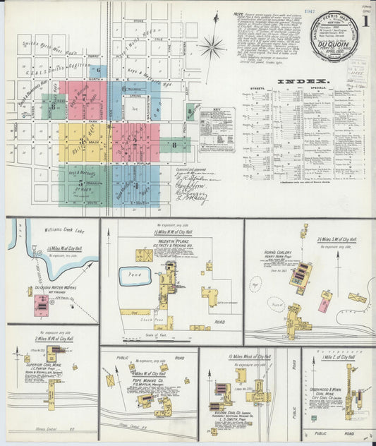 Sanborn Fire Insurance Map from Du Quoin, Perry County, Illinois (1900), Sheet #0001 - Complete Map Set gallery image, historic Sanborn map, vintage wall art, Illinois Illinois