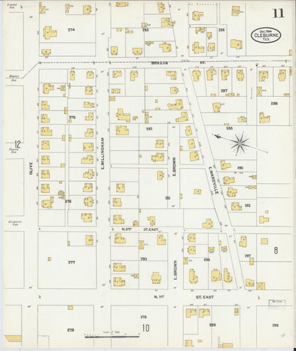 Sanborn Fire Insurance Map from Cleburne, Johnson County, Texas (1904), Sheet #0011 - Historic Sanborn Fire Insurance Map Print, vintage old map wall art, antique decor, genealogy gift, Texas Texas map