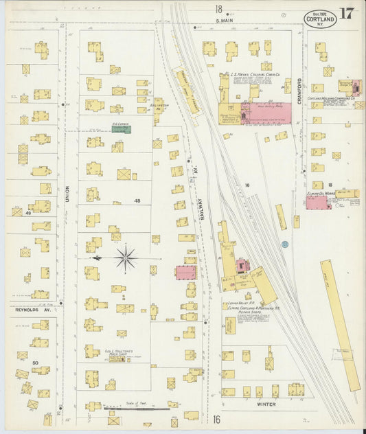 Sanborn Fire Insurance Map from Cortland, Cortland County, New York (1902), Sheet #0017 - Historic Sanborn Fire Insurance Map Print, vintage old map wall art, antique decor, genealogy gift, New York New York map