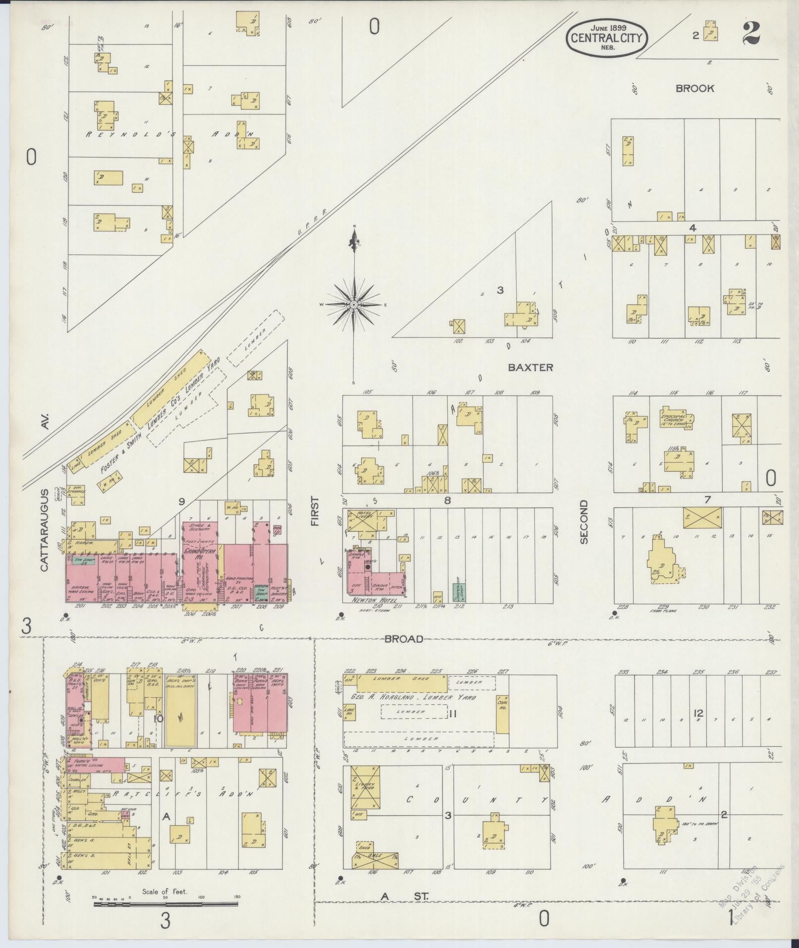 Sanborn Fire Insurance Map from Central City, Merrick County, Nebraska (1899), Sheet #0002 - Complete Map Set gallery image, historic Sanborn map, vintage wall art, Nebraska Nebraska