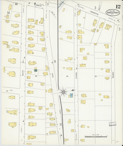 Sanborn Fire Insurance Map from Brockport, Monroe County, New York (1909), Sheet #0012 - Complete Map Set gallery image, historic Sanborn map, vintage wall art, New York New York