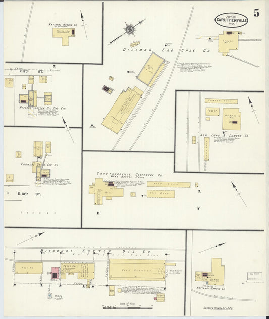 Sanborn Fire Insurance Map from Caruthersville, Pemiscot County, Missouri (1911), Sheet #0005 - Historic Sanborn Fire Insurance Map Print, vintage old map wall art, antique decor, genealogy gift, Missouri Missouri map
