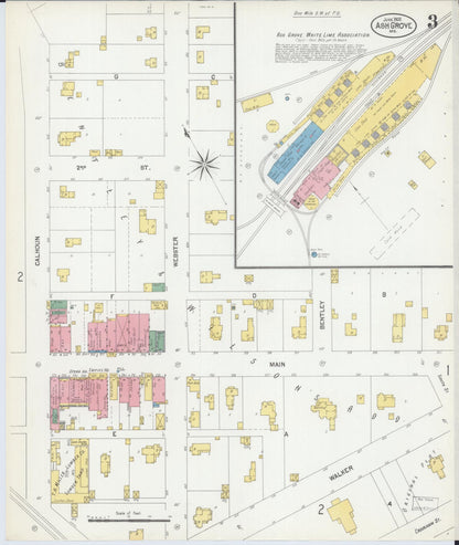 Sanborn Fire Insurance Map from Ash Grove, Greene County, Missouri (1902), Sheet #0003 - Complete Map Set gallery image, historic Sanborn map, vintage wall art, Missouri Missouri