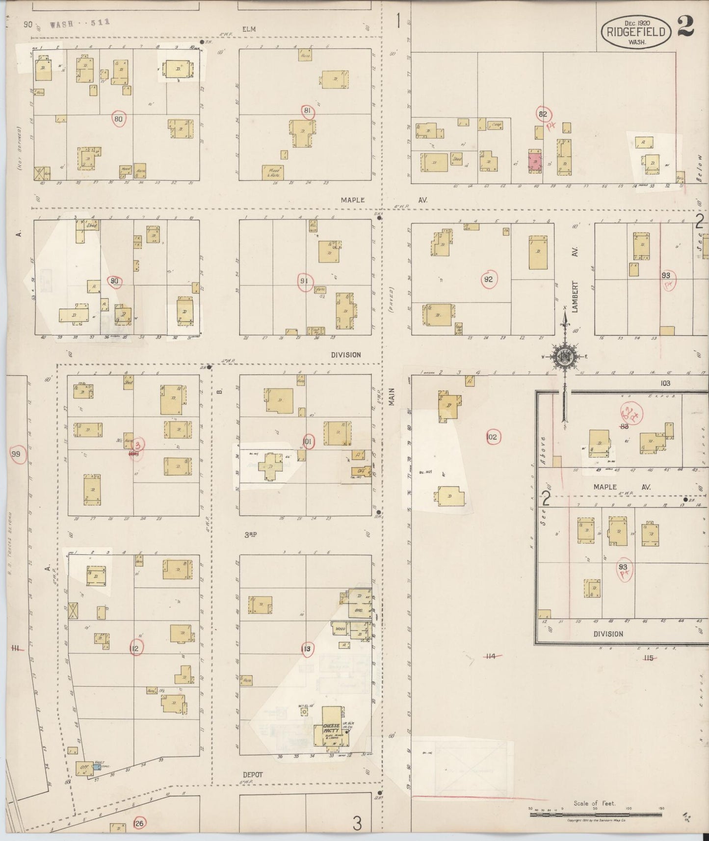 Sanborn Fire Insurance Map from Ridgefield, Clark County, Washington (1930), Sheet #0002 - Complete Map Set gallery image, historic Sanborn map, vintage wall art, Washington Washington