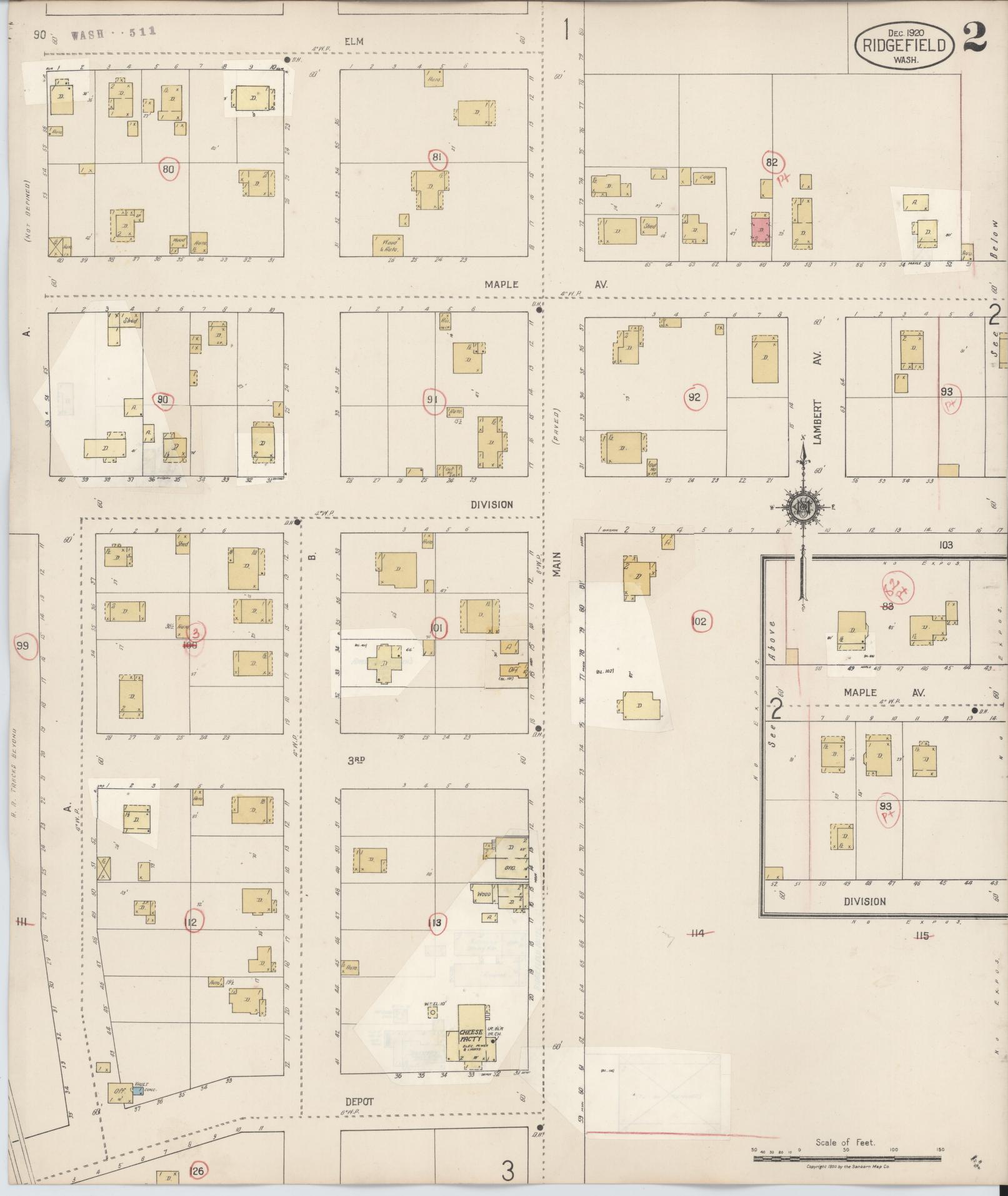 Sanborn Fire Insurance Map from Ridgefield, Clark County, Washington (1930), Sheet #0002 - Complete Map Set gallery image, historic Sanborn map, vintage wall art, Washington Washington
