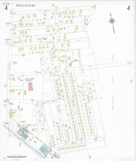 Sanborn Fire Insurance Map from Bethpage, Nassau County, New York (1950), Sheet #0004 - Historic Sanborn Fire Insurance Map Print, vintage old map wall art, antique decor, genealogy gift, New York New York map