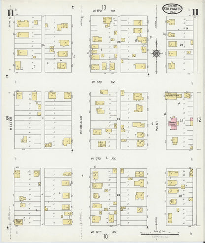 Sanborn Fire Insurance Map from Stillwater, Payne County, Oklahoma (1924), Sheet #0011 - Complete Map Set gallery image, historic Sanborn map, vintage wall art, Oklahoma Oklahoma