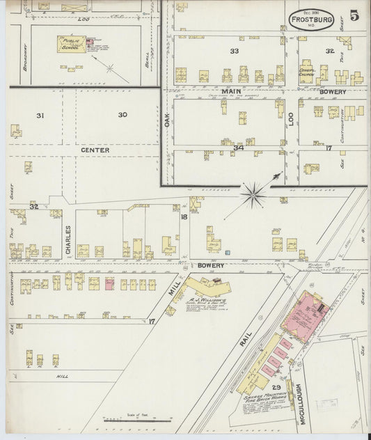 Sanborn Fire Insurance Map from Frostburg, Allegany County, Maryland (1890), Sheet #0005 - Historic Sanborn Fire Insurance Map Print, vintage old map wall art