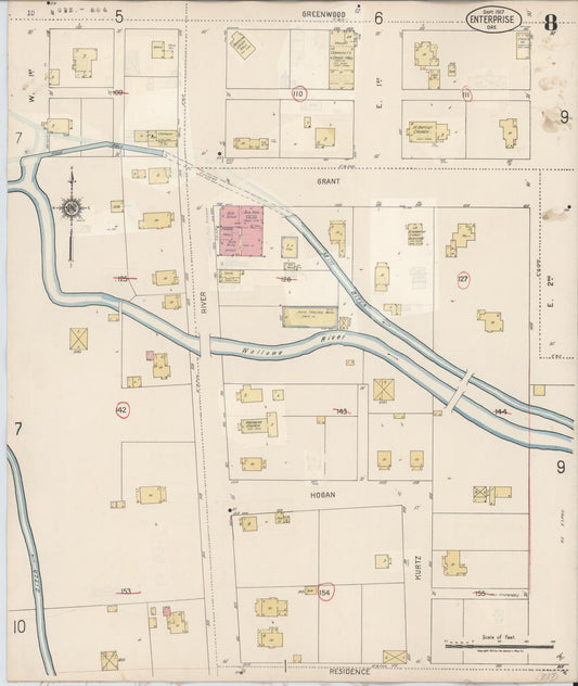 Sanborn Fire Insurance Map from Enterprise, Wallowa County, Oregon (1941), Sheet #0008 - Historic Sanborn Fire Insurance Map Print, vintage old map wall art, antique decor, genealogy gift, Oregon Oregon map