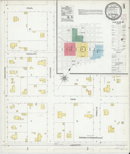 Sanborn Fire Insurance Map from La Grange, Fayette County, Texas (1901), Sheet #0001 - Complete Map Set gallery image, historic Sanborn map, vintage wall art, Texas Texas