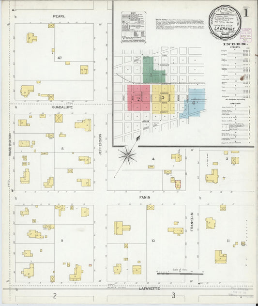 Sanborn Fire Insurance Map from La Grange, Fayette County, Texas (1901), Sheet #0001 - Complete Map Set gallery image, historic Sanborn map, vintage wall art, Texas Texas