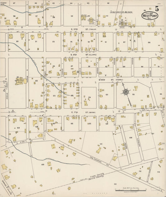 Sanborn Fire Insurance Map from West Point, Troup County, Georgia (1922), Sheet #0005 - Historic Sanborn Fire Insurance Map Print, vintage old map wall art, antique decor, genealogy gift, Alabama Alabama map