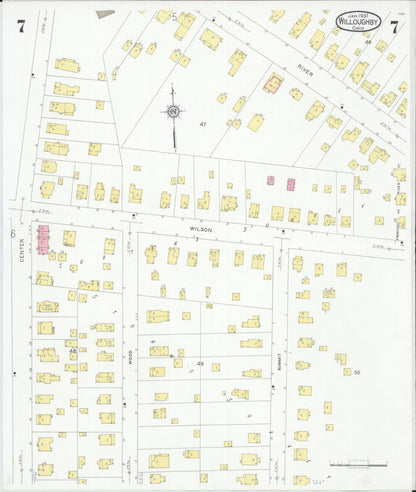 Sanborn Fire Insurance Map from Willoughby, Lake County, Ohio (1931), Sheet #0007 - Historic Sanborn Fire Insurance Map Print, vintage old map wall art, antique decor, genealogy gift, Ohio Ohio map