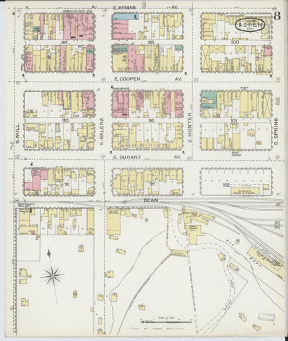 Sanborn Fire Insurance Map from Aspen, Pitkin County, Colorado (1893), Sheet #0008 - Complete Map Set gallery image, historic Sanborn map, vintage wall art, Colorado Colorado