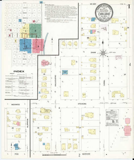 Sanborn Fire Insurance Map from Carlsbad, Eddy County, New Mexico. (1909) – Historic Sanborn Fire Insurance Map Print