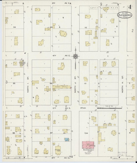 Sanborn Fire Insurance Map from Alexandria, Douglas County, Minnesota (1914), Sheet #0004 - Historic Sanborn Fire Insurance Map Print, vintage old map wall art, antique decor, genealogy gift, Minnesota Minnesota map