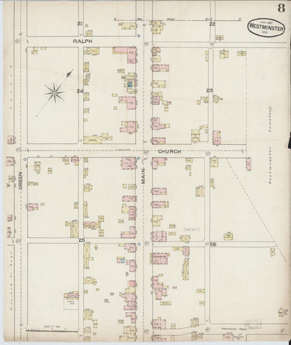 Sanborn Fire Insurance Map from Westminster, Carroll County, Maryland (1887), Sheet #0008 - Complete Map Set gallery image, historic Sanborn map, vintage wall art, Maryland Maryland