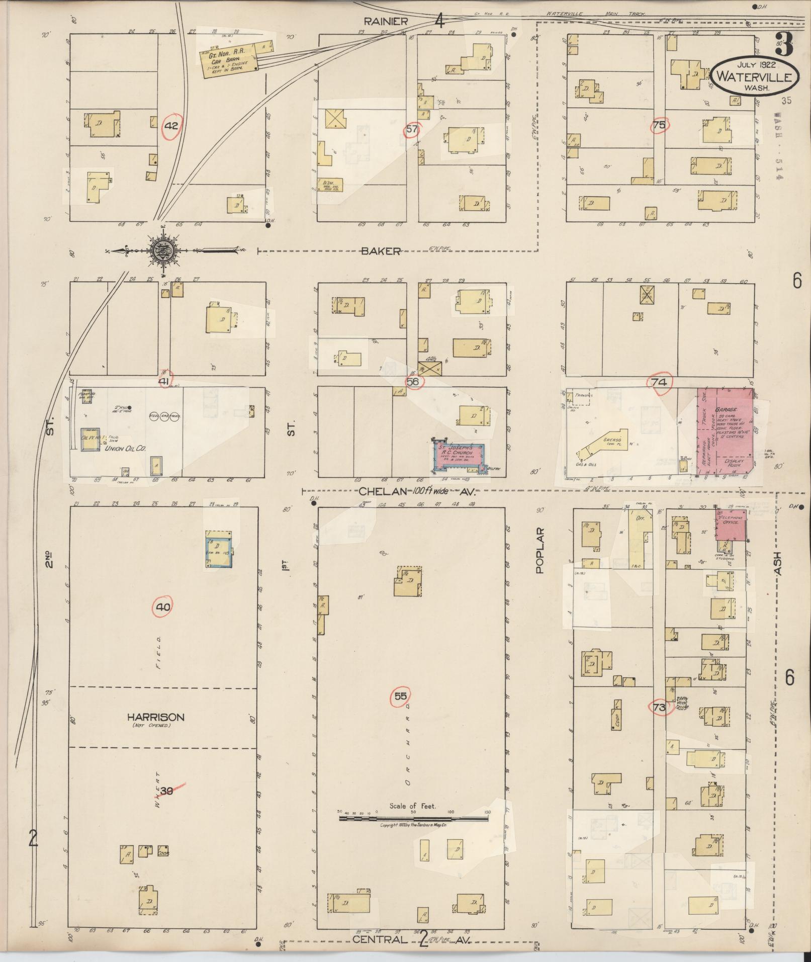 Sanborn Fire Insurance Map from Waterville, Douglas County, Washington (1942), Sheet #0003 - Complete Map Set gallery image, historic Sanborn map, vintage wall art, Washington Washington