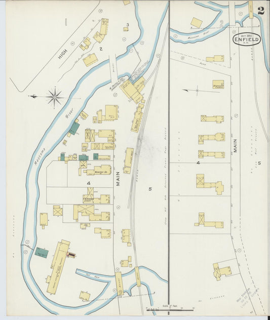 Sanborn Fire Insurance Map from Enfield, Grafton County, New Hampshire (1893), Sheet #0002 - Historic Sanborn Fire Insurance Map Print, vintage old map wall art, antique decor, genealogy gift, New Hampshire New Hampshire map
