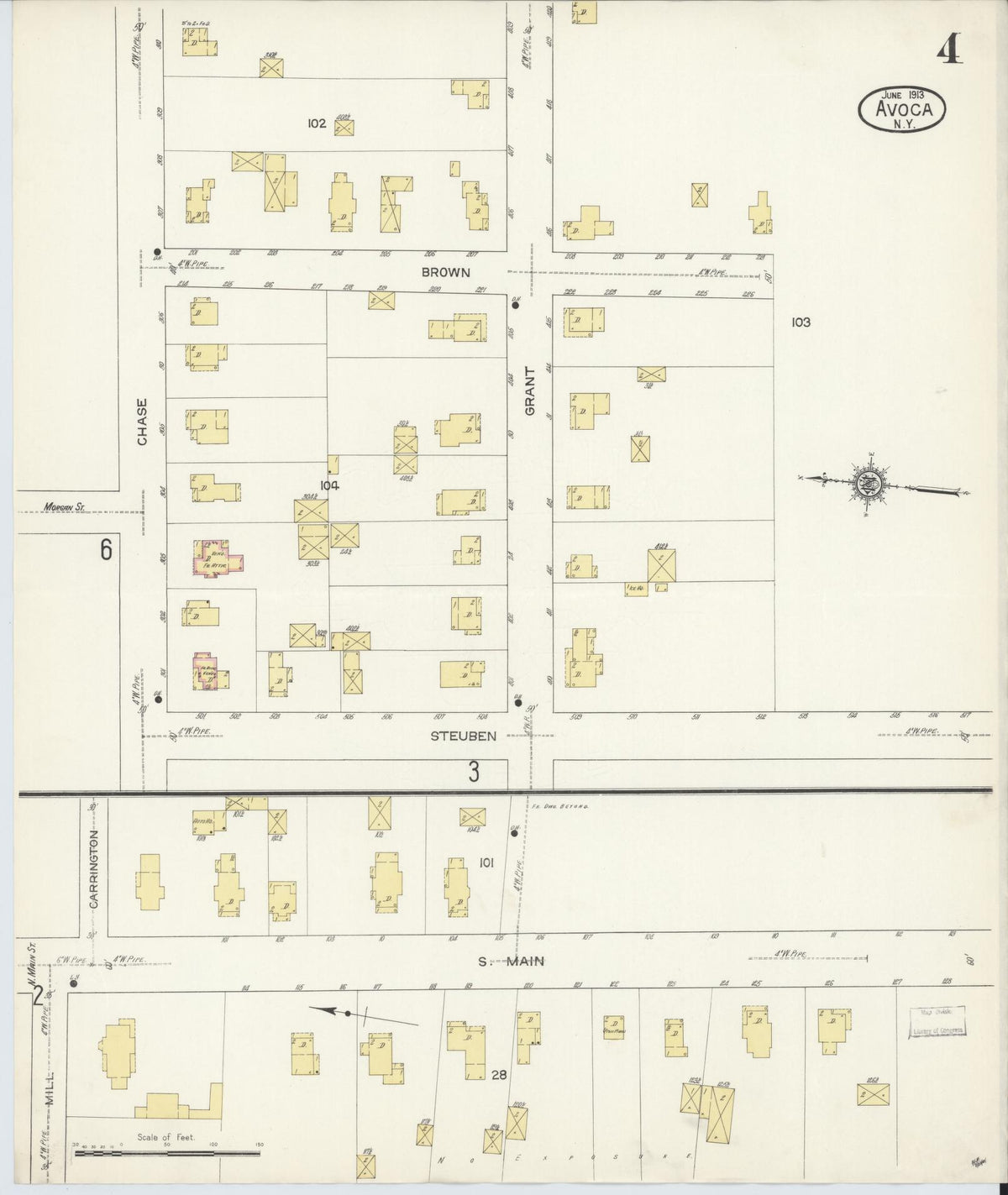 Sanborn Fire Insurance Map from Avoca, Steuben County, New York (1913), Sheet #0004 - Complete Map Set gallery image, historic Sanborn map, vintage wall art, New York New York