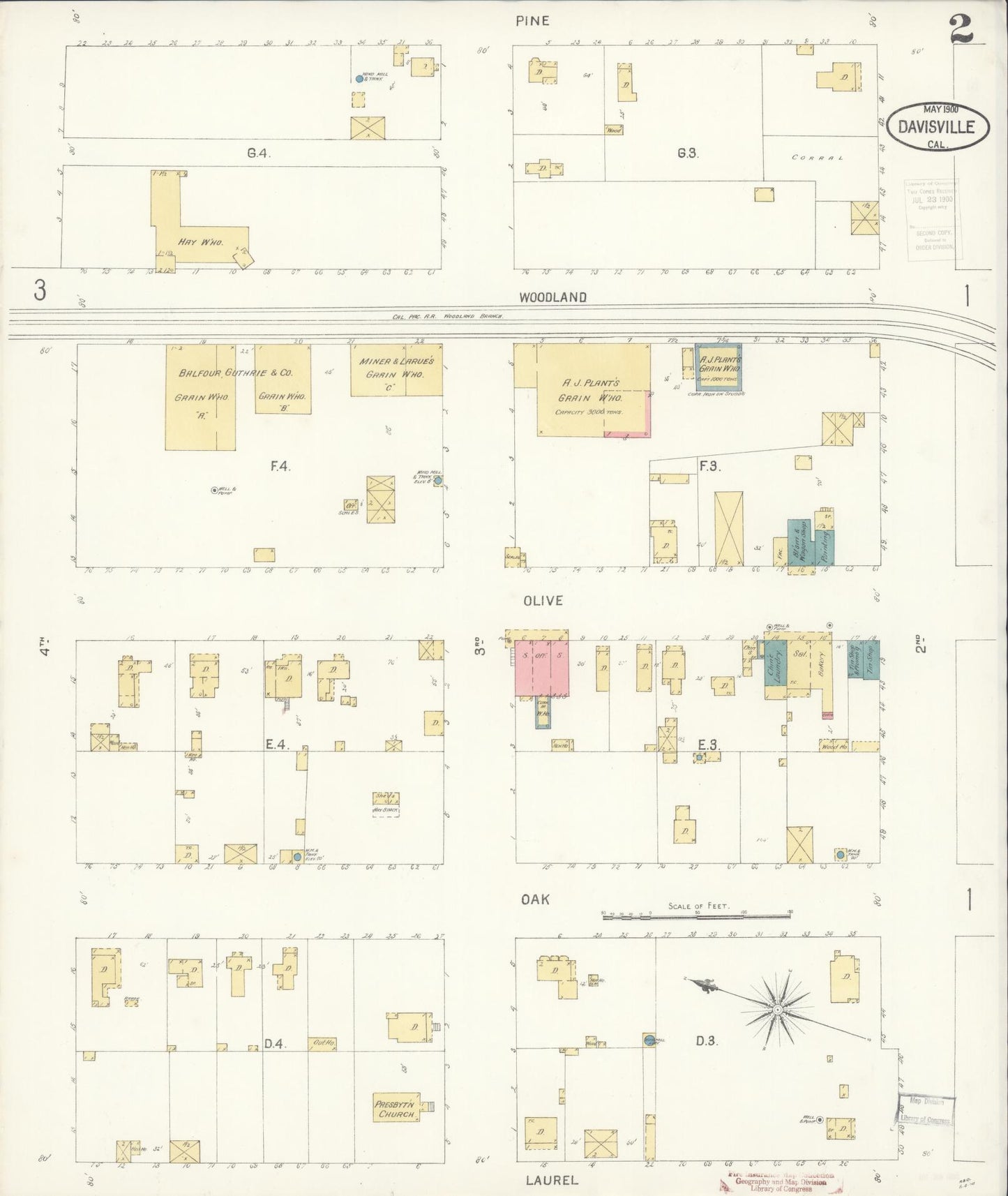 Sanborn Fire Insurance Map from Davis, Yolo County, California (1900), Sheet #0002 - Complete Map Set gallery image, historic Sanborn map, vintage wall art, California California
